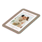 Rode en groene Gingham Kerst Foto Magneet (Linkerzijde)