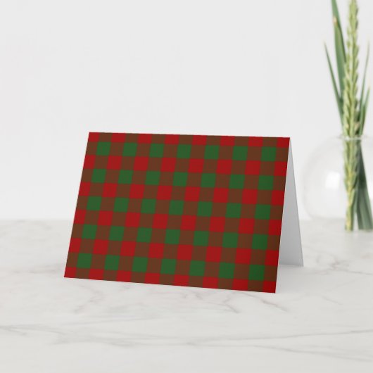 Rode en groene Gingham Pattern-kerstkaart Feestdagen Kaart (Voorkant)