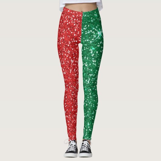 rode en groene glitter leggings (Voorkant)
