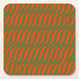 Rode en groene golven kartonnen onderzetters