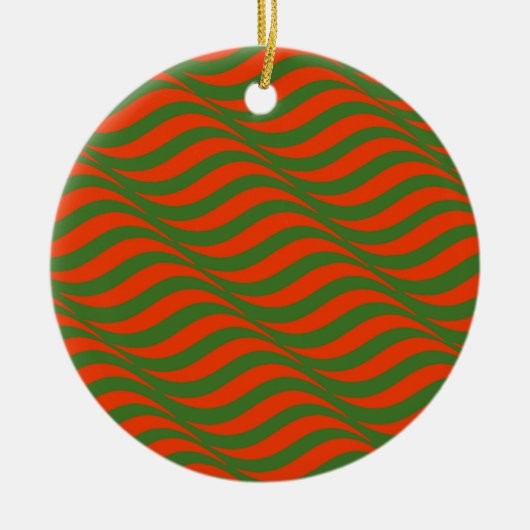 Rode en groene golven keramisch ornament (Voorkant)