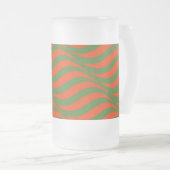 Rode en groene golven matglas bierpul (Voorkant rechts)