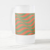 Rode en groene golven matglas bierpul (Voorkant links)