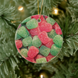 Rode en groene Gumdrops Snoep Foto Keramisch Ornament
