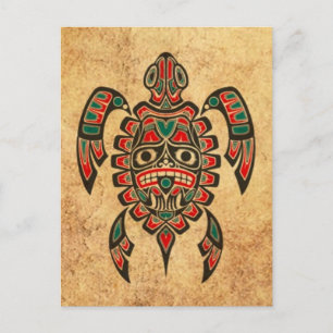  rode en groene Haida Zee Turtle Briefkaart