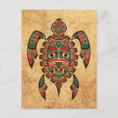 rode en groene Haida Zee Turtle Briefkaart (Voorkant)