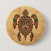 rode en groene Haida Zee Turtle Ronde Button 7,6 Cm (Voorkant)