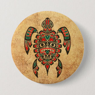 rode en groene Haida Zee Turtle Ronde Button 7,6 Cm