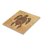  rode en groene Haida Zee Turtle Tegeltje (Zijkant)