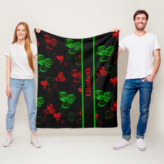 rode en groene harten fleece deken (In situ)
