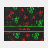 rode en groene harten fleece deken (Voorkant (Horizontaal))