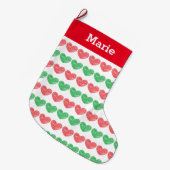Rode en groene harten grote kerstsok (Voorkant (Hangend))