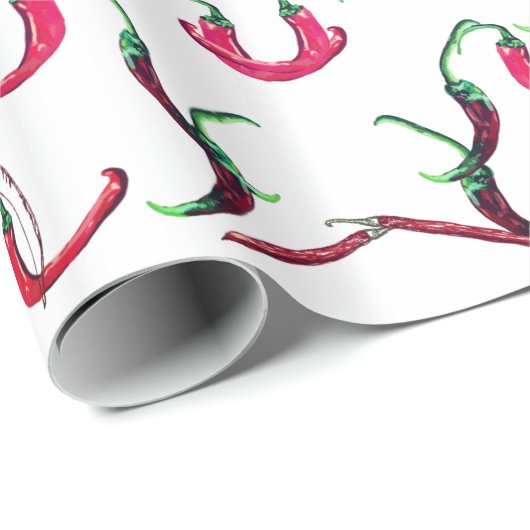 Rode en groene hete paprika's cadeaupapier (Rol Hoek)