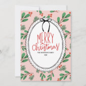 Rode en groene Holly Berries Foto Kerst Kaart (Voorkant)