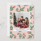 Rode en groene Holly Berries Foto Kerst Kaart (Achterkant)