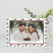 Rode en groene Holly Berries kerst Kaart (Staand voorkant)