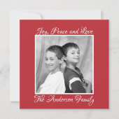 Rode en groene Holly Berries One Photo Feestdagenkaart (Voorkant)