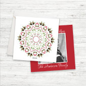 Rode en groene Holly Berries One Photo Feestdagenkaart