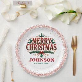 Rode en groene Holly Christmas Kantoor Party Papieren Bordje