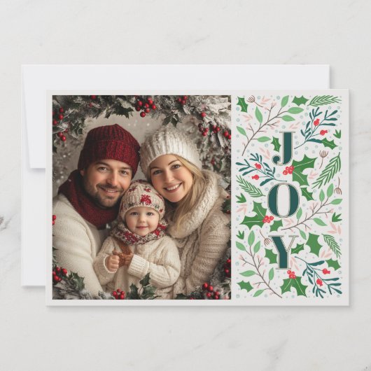 Rode en groene Holly Joy kerst Feestdagenkaart (Voorkant)