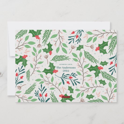 Rode en groene Holly Joy kerst Feestdagenkaart (Achterkant)