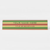 Rode en groene houtprint bureau naambordje (Voorkant)