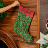 Rode en groene hulst bladeren en bessen aangepaste grote kerstsok