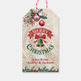 Rode en Groene Hulst Kerstcadeautag Cadeaulabel