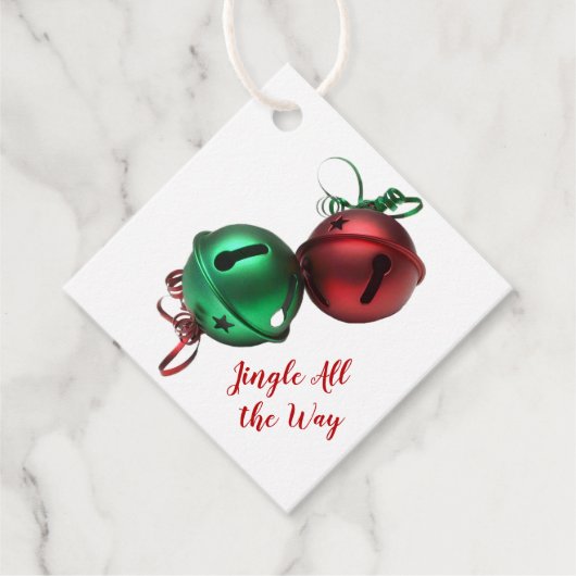 Rode en Groene Jingle Bells Bedankjes Labels (Voorkant)