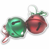 Rode en Groene Jingle Bells Sticker (Voorkant)