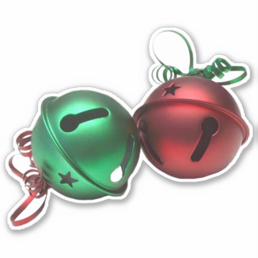 Rode en Groene Jingle Bells Sticker (Voorkant)