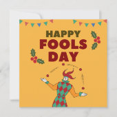 Rode en groene jongleer Jester keramiek Feestdagenkaart (Voorkant)