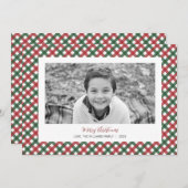 Rode en groene karos kerstfoto kaart (Voorkant / Achterkant)