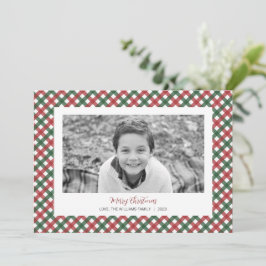 Rode en groene karos kerstfoto kaart