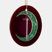 Rode en groene Keltische maan Keramisch Ornament (Rechts)