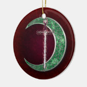 Rode en groene Keltische maan Keramisch Ornament (Links)