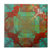 Rode en groene keramische Tegel met chromatische k Tegeltje (Voorkant)