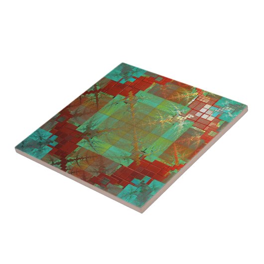 Rode en groene keramische Tegel met chromatische k Tegeltje (Zijkant)