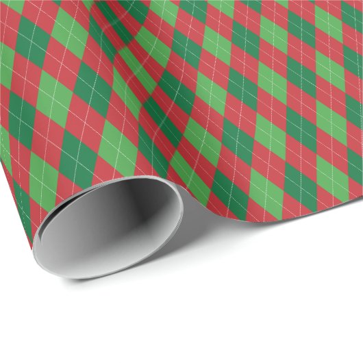 Rode en groene Kerst Argyle-cadeauverpakkings papi Cadeaupapier (Rol Hoek)