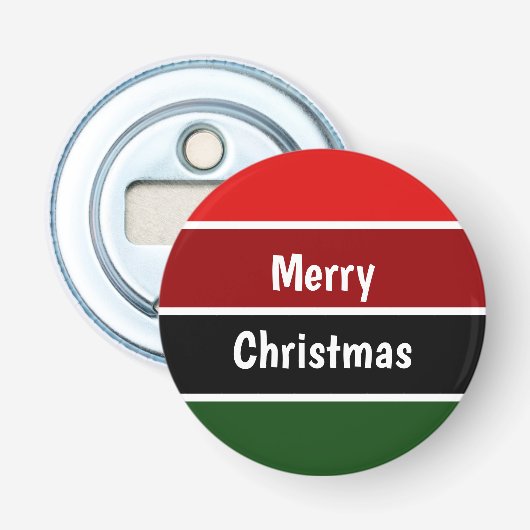 Rode en groene kerst button flesopener (Voorkant)