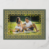 Rode en groene kerst één foto folie feestdagenkaart (Voorkant)