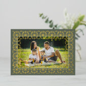 Rode en groene kerst één foto folie feestdagenkaart (Staand Voorkant)