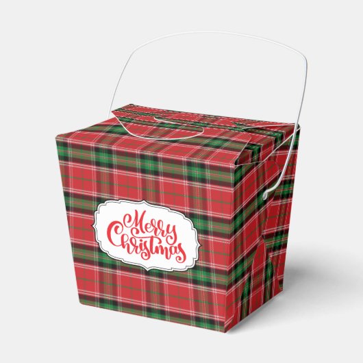 Rode en groene kerst geruite cadeauverpakking bedankdoosjes (Voorkant Zijde)
