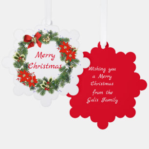 Rode en groene kerst krans papier Ornament Kaart