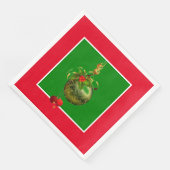 Rode en groene kerst papieren servetten (Hoek)