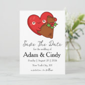 Rode en groene kerst save the date kaarten (Staand voorkant)