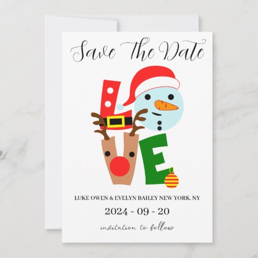 Rode en groene kerst save the date kaarten (Voorkant)