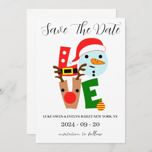 Rode en groene kerst save the date kaarten (Voorkant / Achterkant)