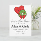 Rode en groene kerst save the date kaarten (Staand voorkant)