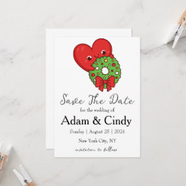 rode en groene kerst save the date kaarten